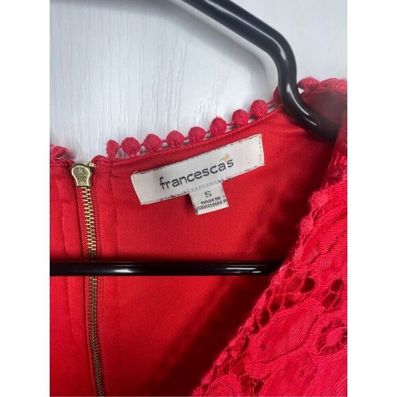 Francesca’s Red Floral Pattern Lace Sleeveless A Line Mini Dress - Picture 3 of 4